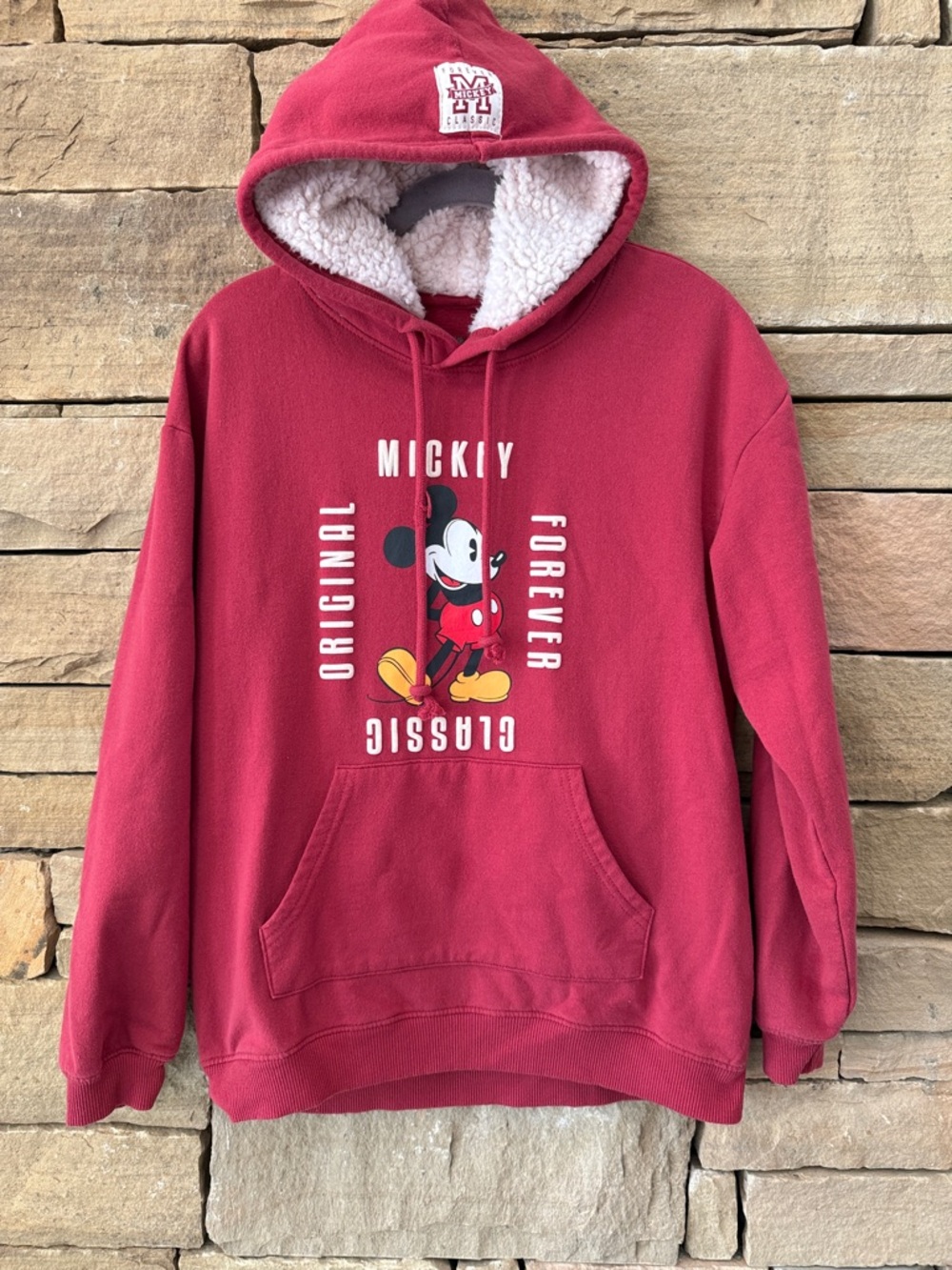Forever Mickey Red Mickey Mouse Sherpa-Lined Crewneck Hoodie